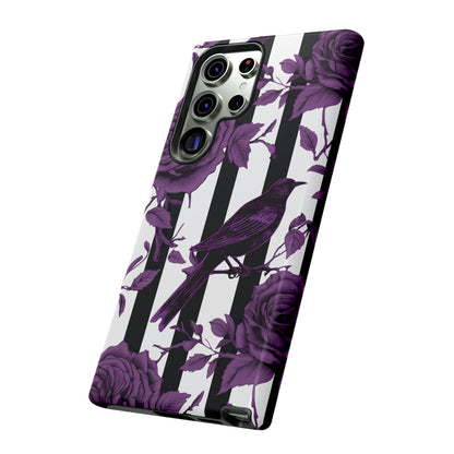 Striped Crows and Roses Tough Cases for iPhone Samsung Google Phones