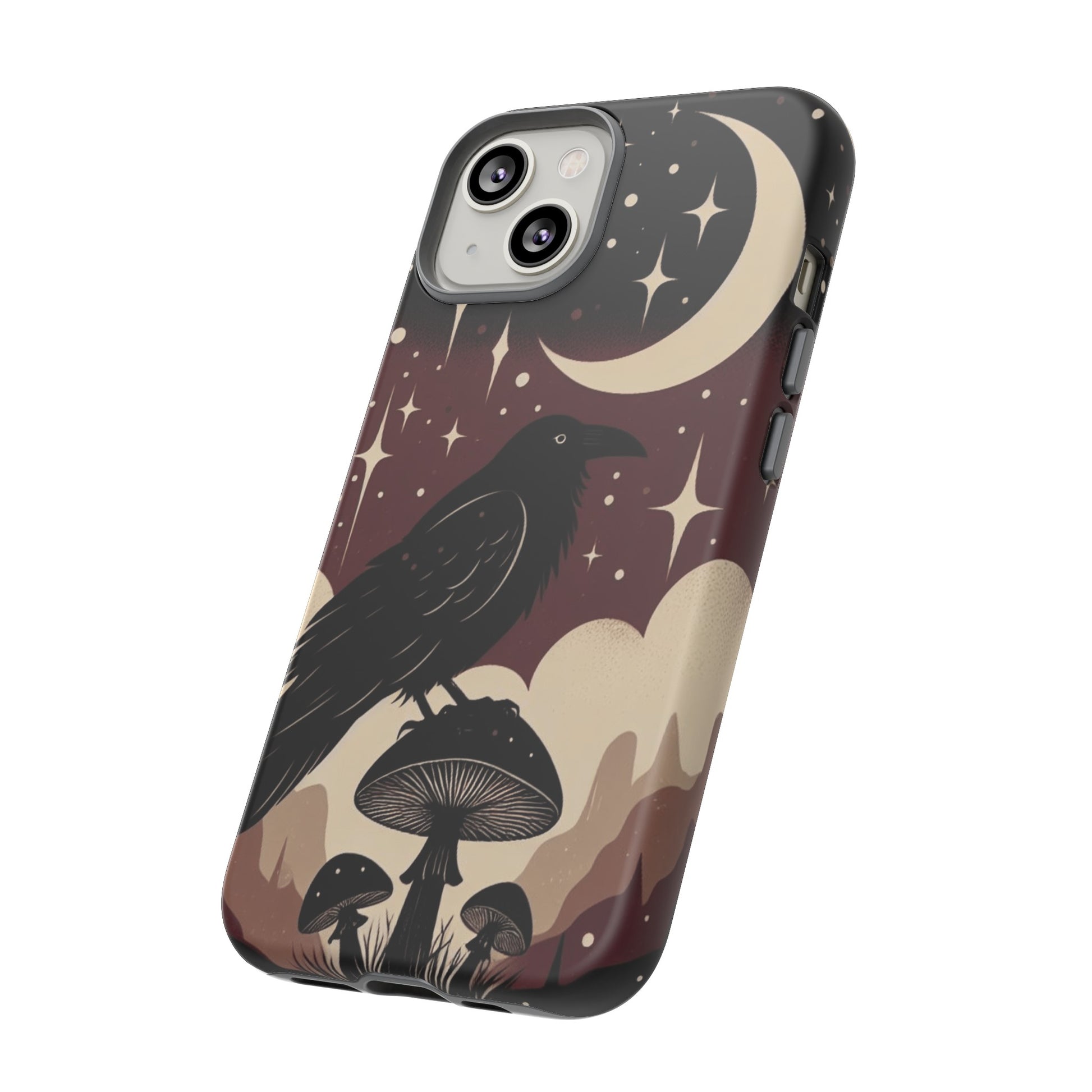 Raven On Mushroom Tough Phone Case For iPhone Samsung GooglePhone CaseVTZdesignsiPhone 15 Pro MaxMatteAccessoriescottage corecottagecore