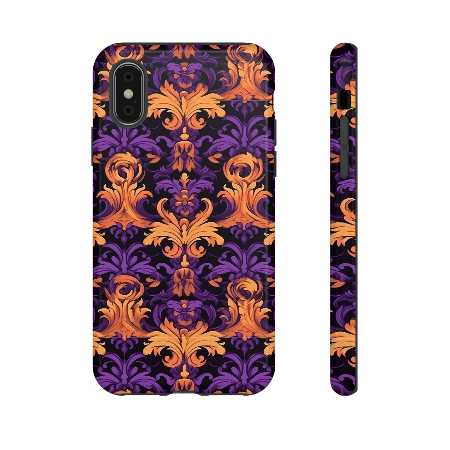 Purple and Orange Damask Tough Case for iPhone Samsung Google Phone