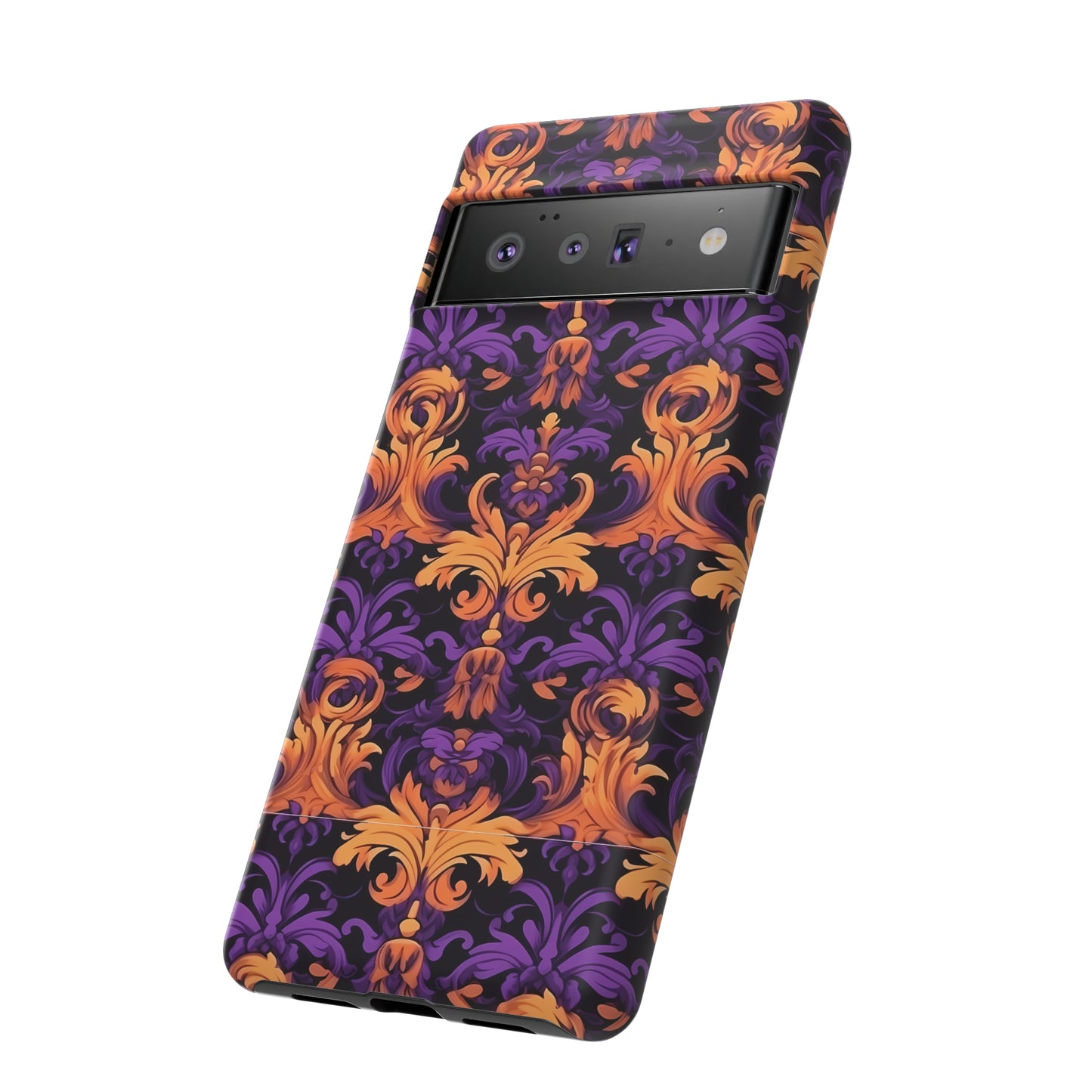 Purple and Orange Damask Tough Case for iPhone Samsung Google Phone