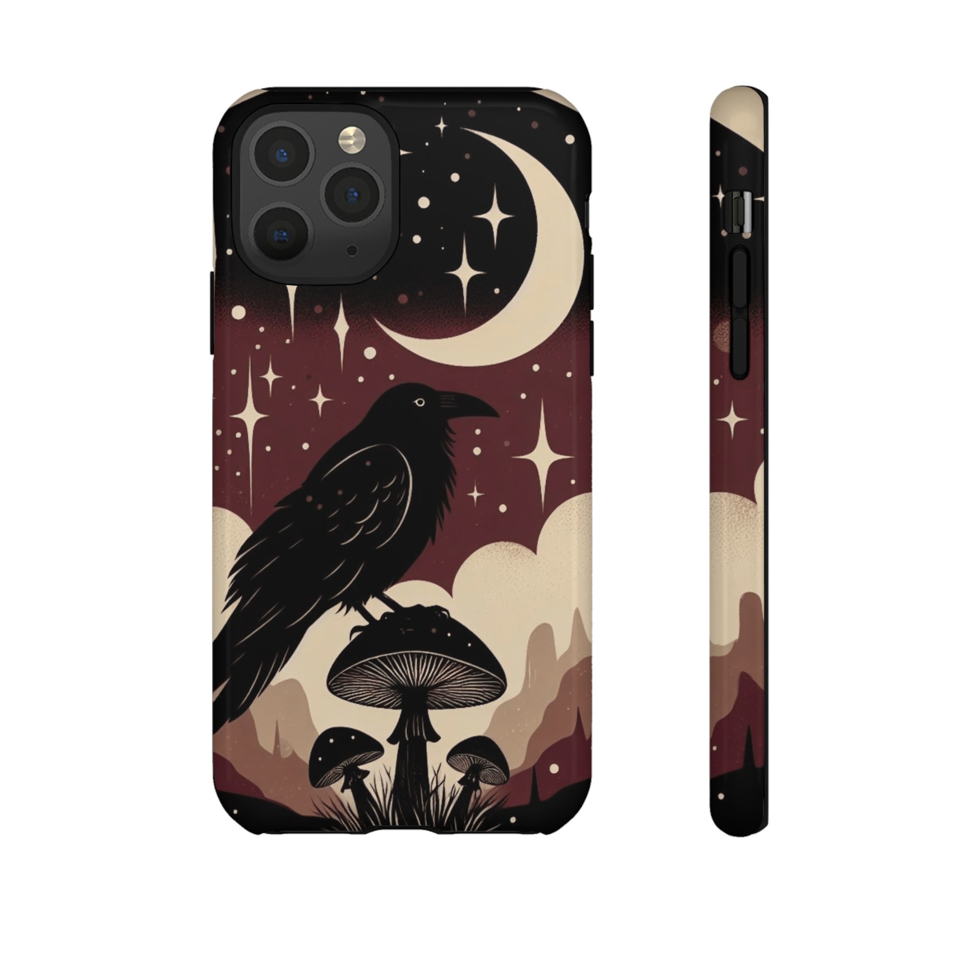 Raven On Mushroom Tough Phone Case For iPhone Samsung GooglePhone CaseVTZdesignsiPhone 11 ProGlossyAccessoriescottage corecottagecore