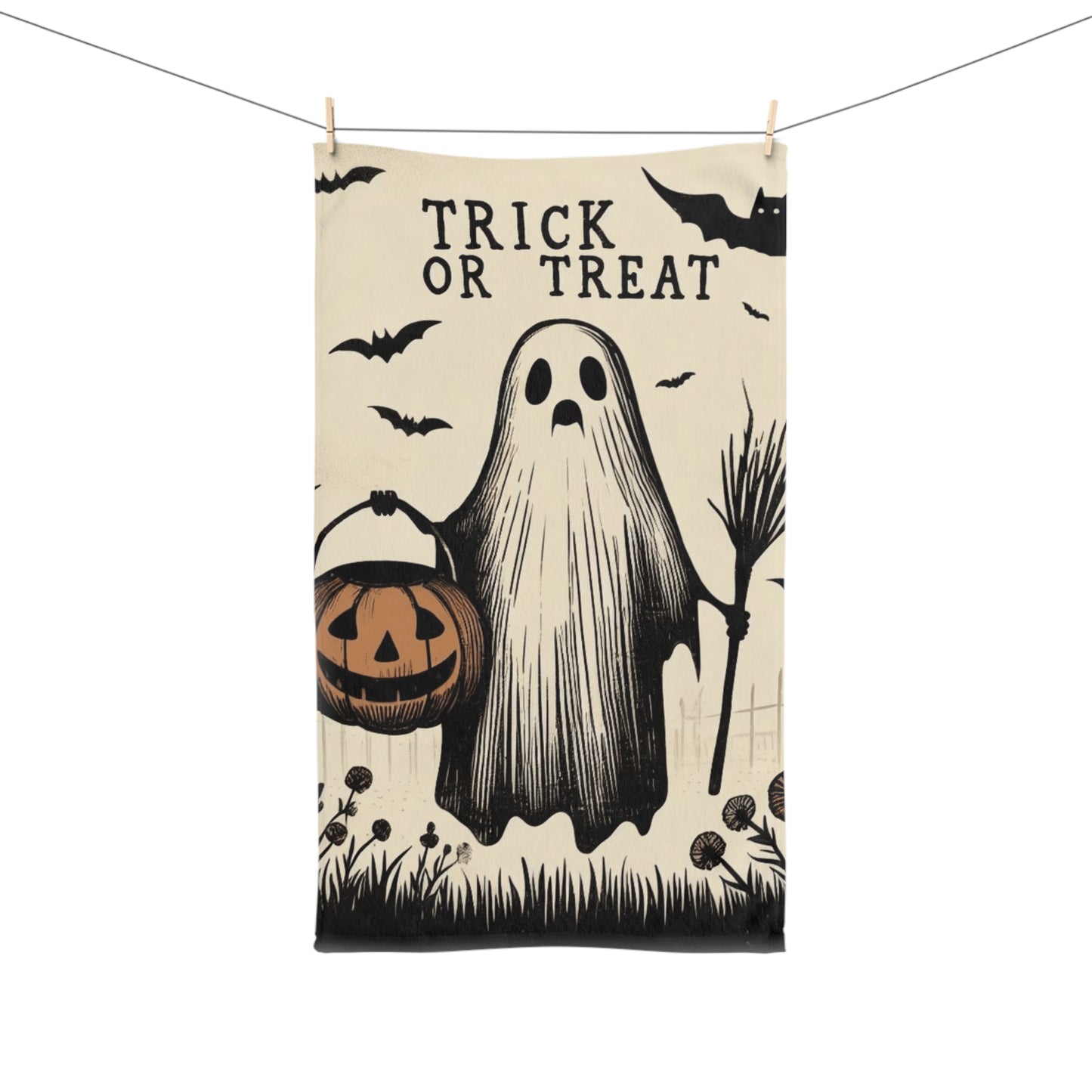 Trick or Treat Ghost Hand Towel