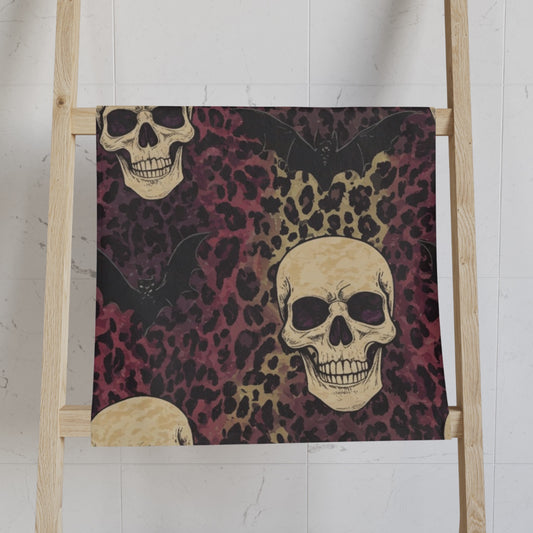 Skulls Bats and Cheetah Print Hand Towel