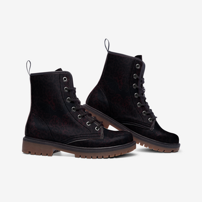 Cheetah Print with Bats Combat Boots