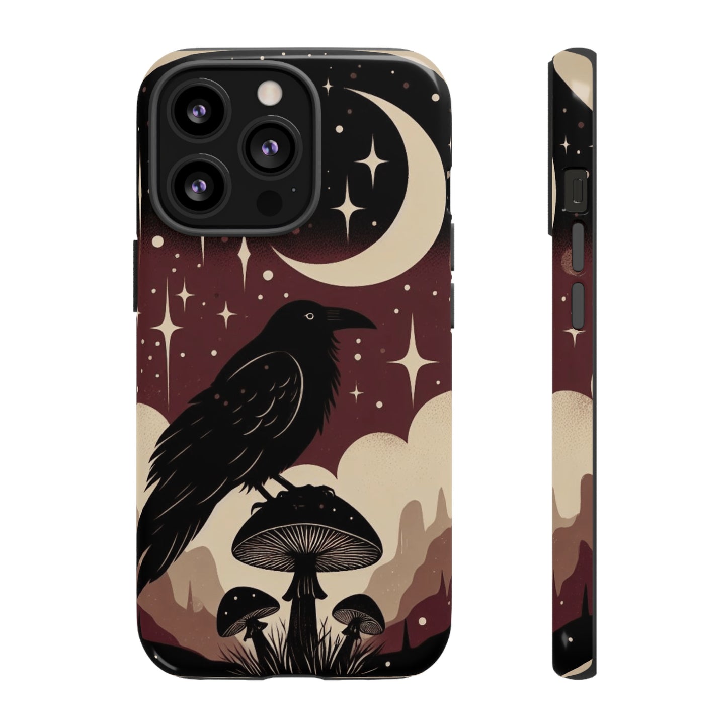 Raven On Mushroom Tough Phone Case For iPhone Samsung GooglePhone CaseVTZdesignsiPhone 13 ProGlossyAccessoriescottage corecottagecore