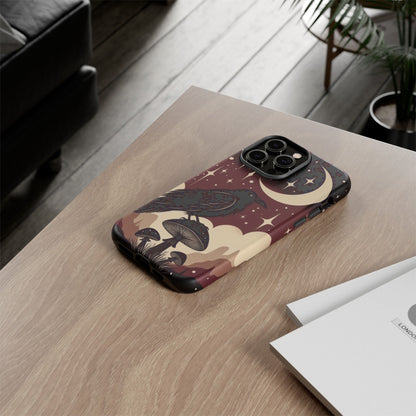 Raven On Mushroom Tough Phone Case For iPhone Samsung Google