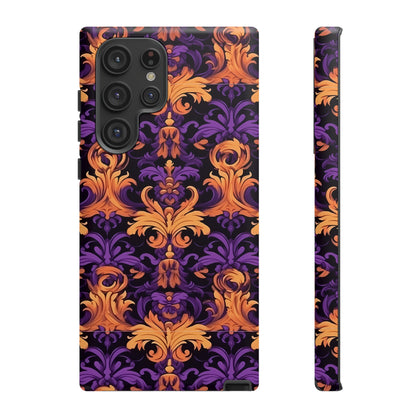 Purple and Orange Damask Tough Case for iPhone Samsung Google Phone