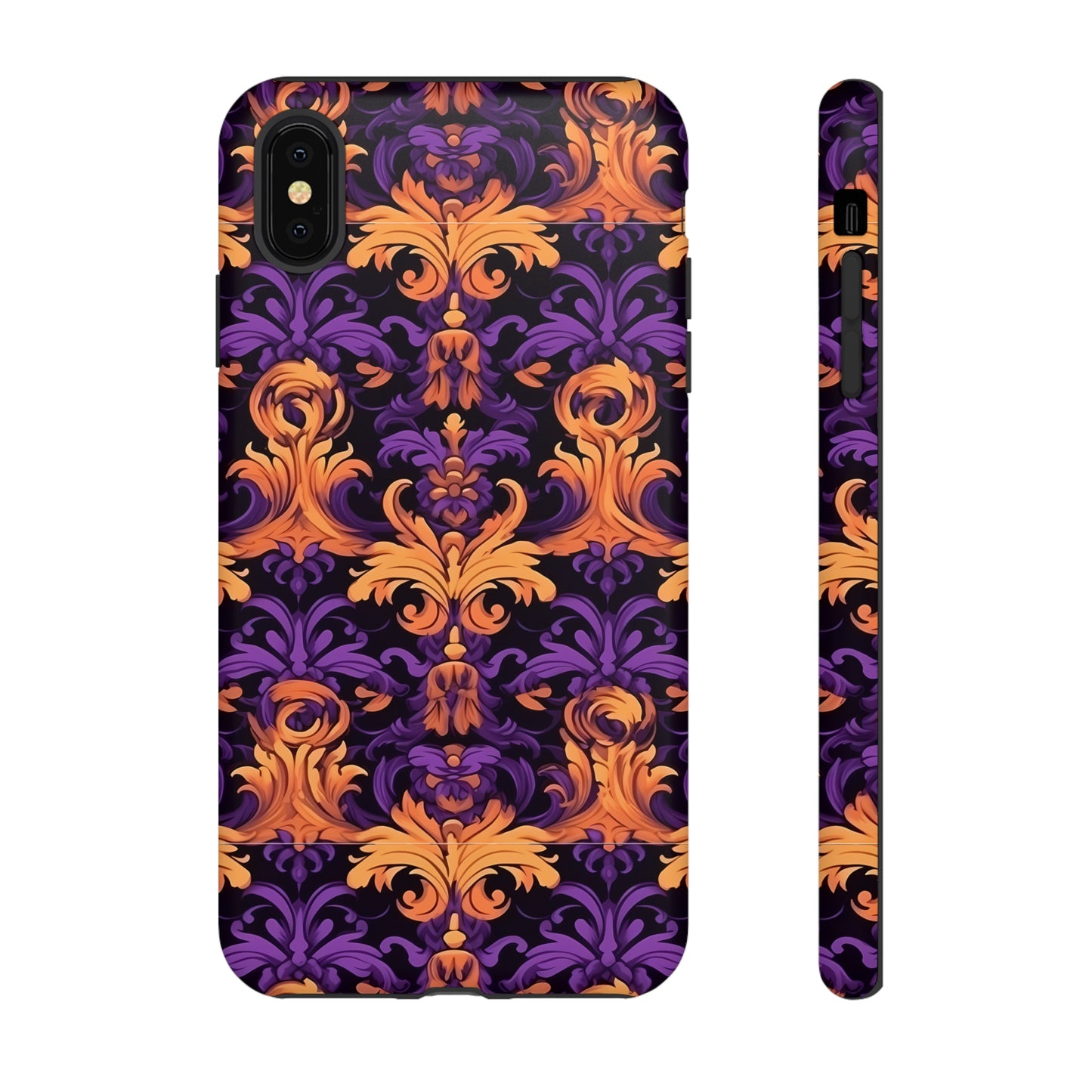 Purple and Orange Damask Tough Case for iPhone Samsung Google Phone