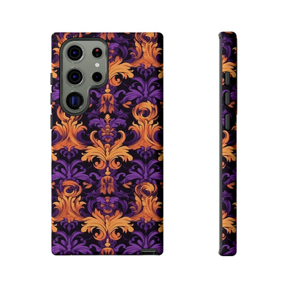 Purple and Orange Damask Tough Case for iPhone Samsung Google Phone