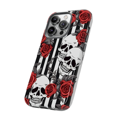 Striped Skulls and Roses Tough Case for iPhone Samsung Google PhonePhone CaseVTZdesignsiPhone 12 MiniMatteAccessoriesGlossygothic