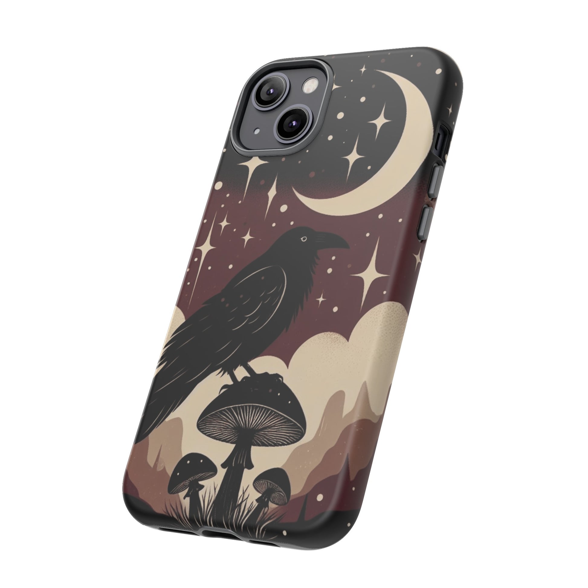 Raven On Mushroom Tough Phone Case For iPhone Samsung GooglePhone CaseVTZdesignsiPhone 15 Pro MaxMatteAccessoriescottage corecottagecore