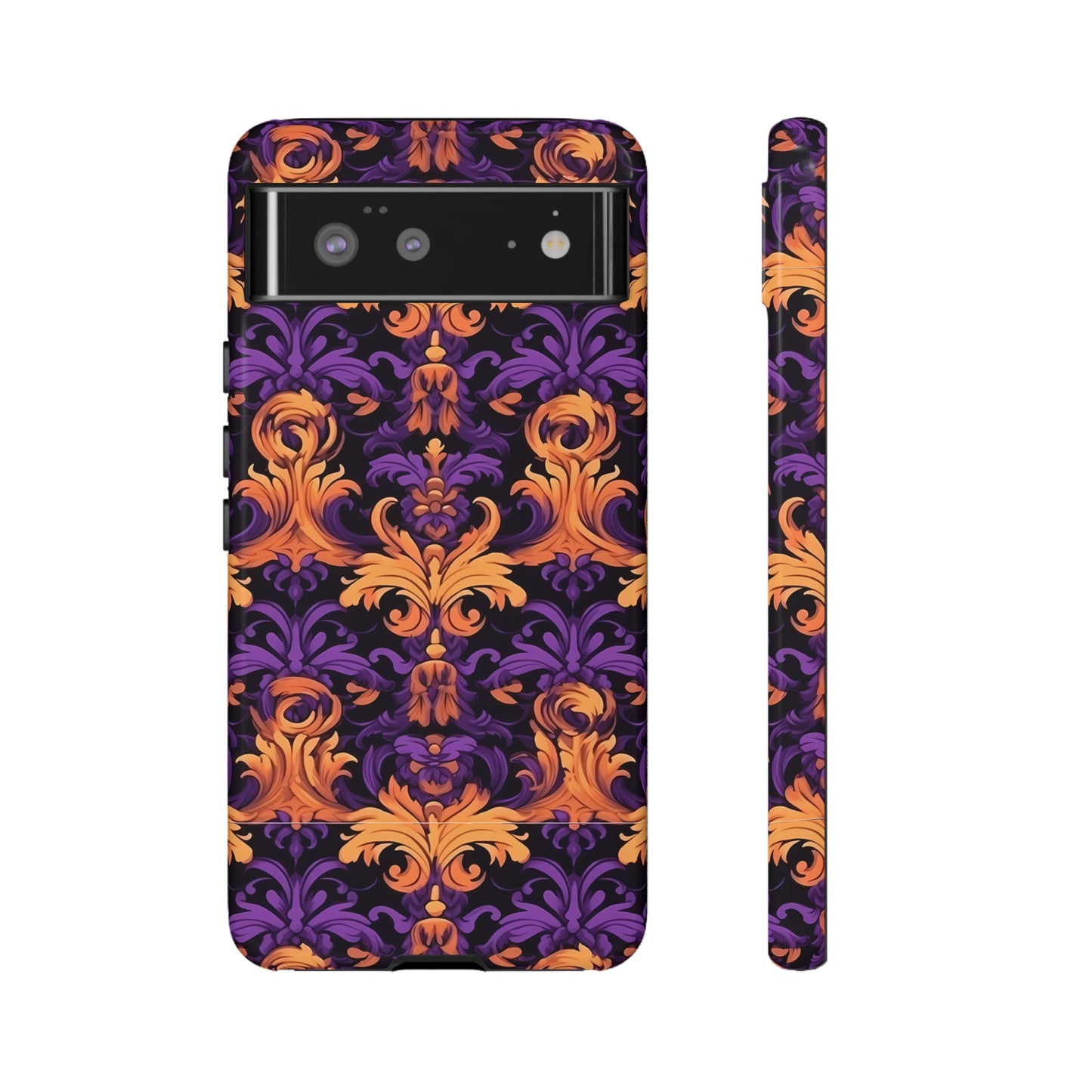 Purple and Orange Damask Tough Case for iPhone Samsung Google Phone