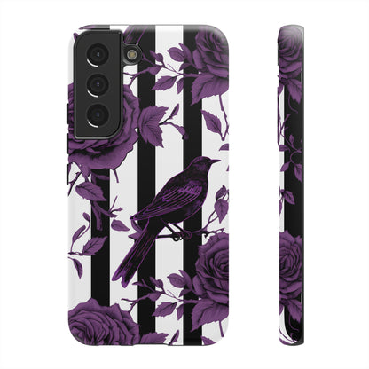 Striped Crows and Roses Tough Cases for iPhone Samsung Google Phones