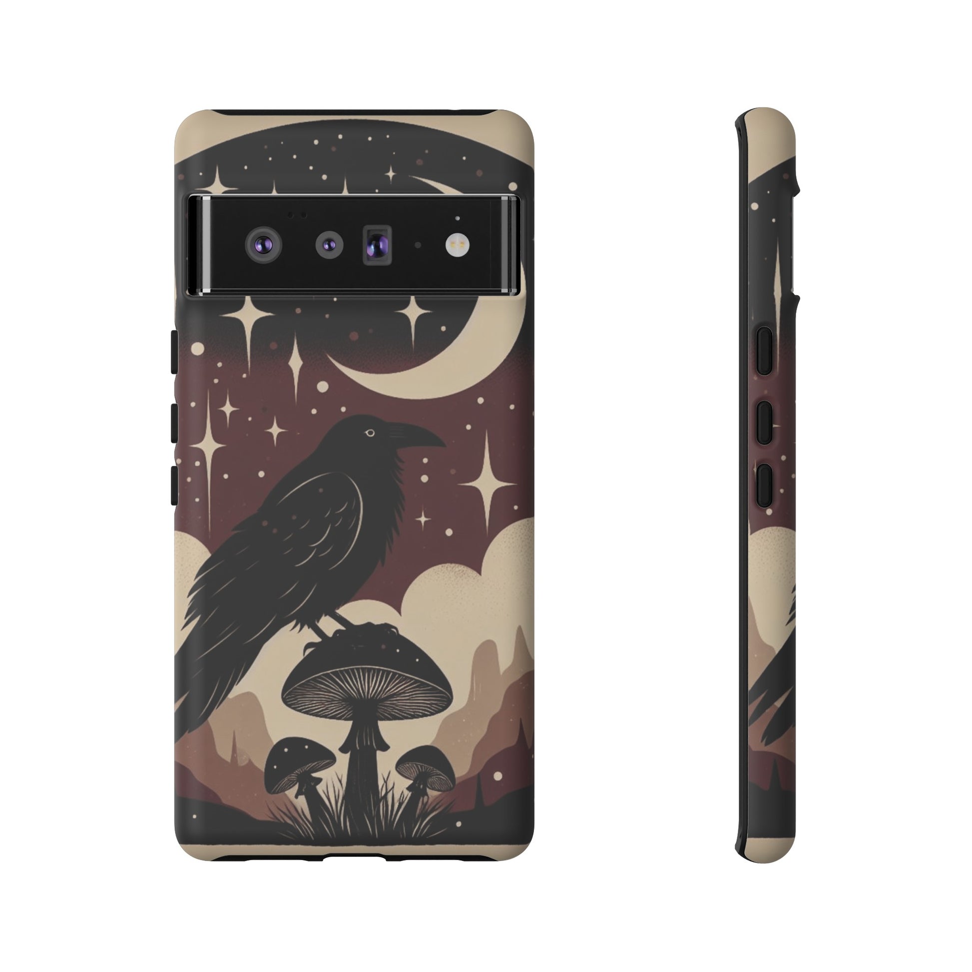 Raven On Mushroom Tough Phone Case For iPhone Samsung GooglePhone CaseVTZdesignsGoogle Pixel 6 ProMatteAccessoriescottage corecottagecore