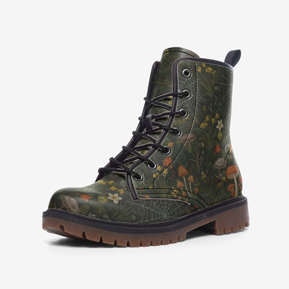 Mushrooms and Spiderwebs Combat Boots