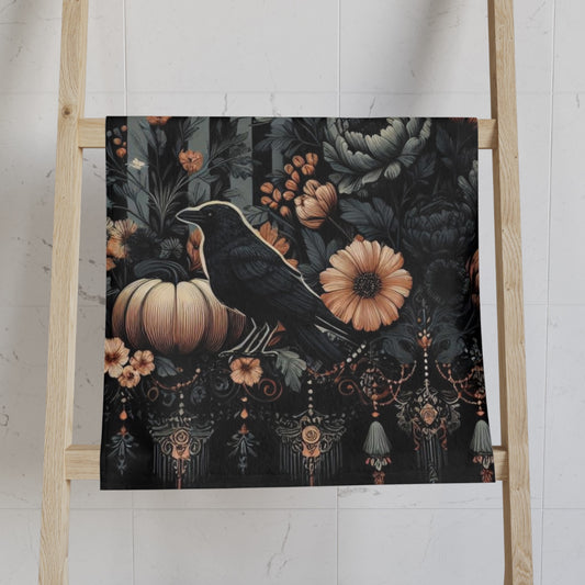 Striped Florals and Raven Hand Towel