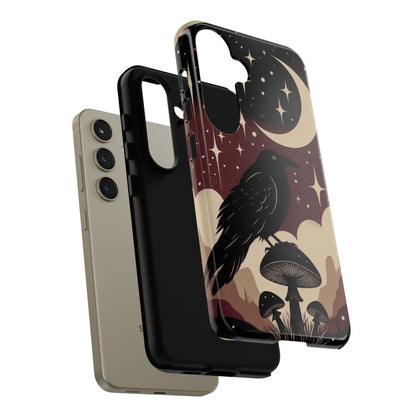 Raven On Mushroom Tough Phone Case For iPhone Samsung Google