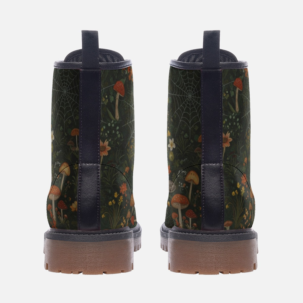 Mushrooms and Spiderwebs Combat Boots
