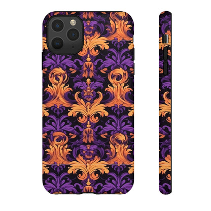 Purple and Orange Damask Tough Case for iPhone Samsung Google Phone