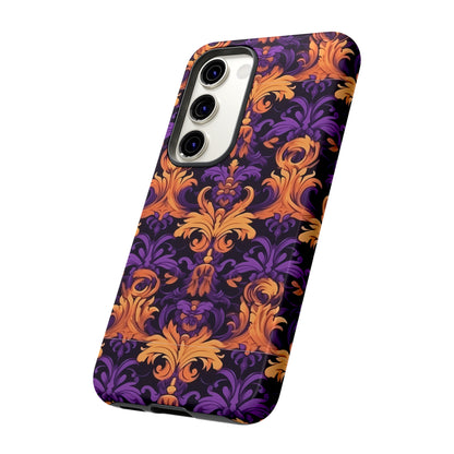 Purple and Orange Damask Tough Case for iPhone Samsung Google Phone