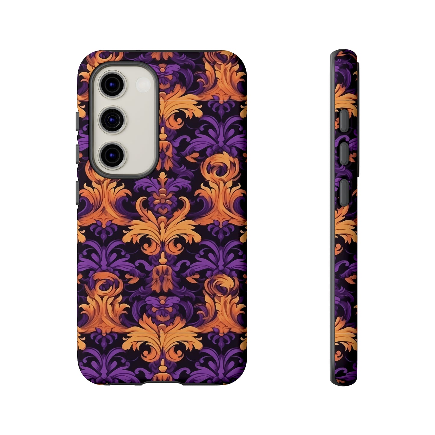 Purple and Orange Damask Tough Case for iPhone Samsung Google Phone