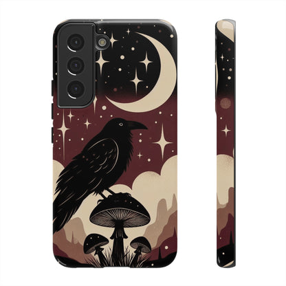 Raven On Mushroom Tough Phone Case For iPhone Samsung GooglePhone CaseVTZdesignsSamsung Galaxy S22GlossyAccessoriescottage corecottagecore