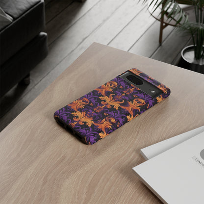 Purple and Orange Damask Tough Case for iPhone Samsung Google Phone