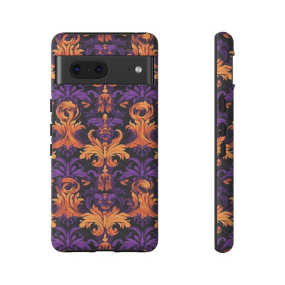 Purple and Orange Damask Tough Case for iPhone Samsung Google Phone