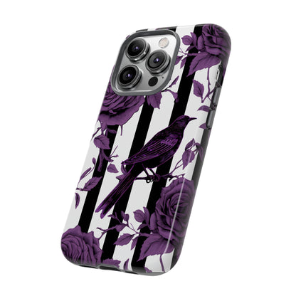 Striped Crows and Roses Tough Cases for iPhone Samsung Google PhonesPhone CaseVTZdesignsiPhone XSMatteAccessoriescrowsGlossy