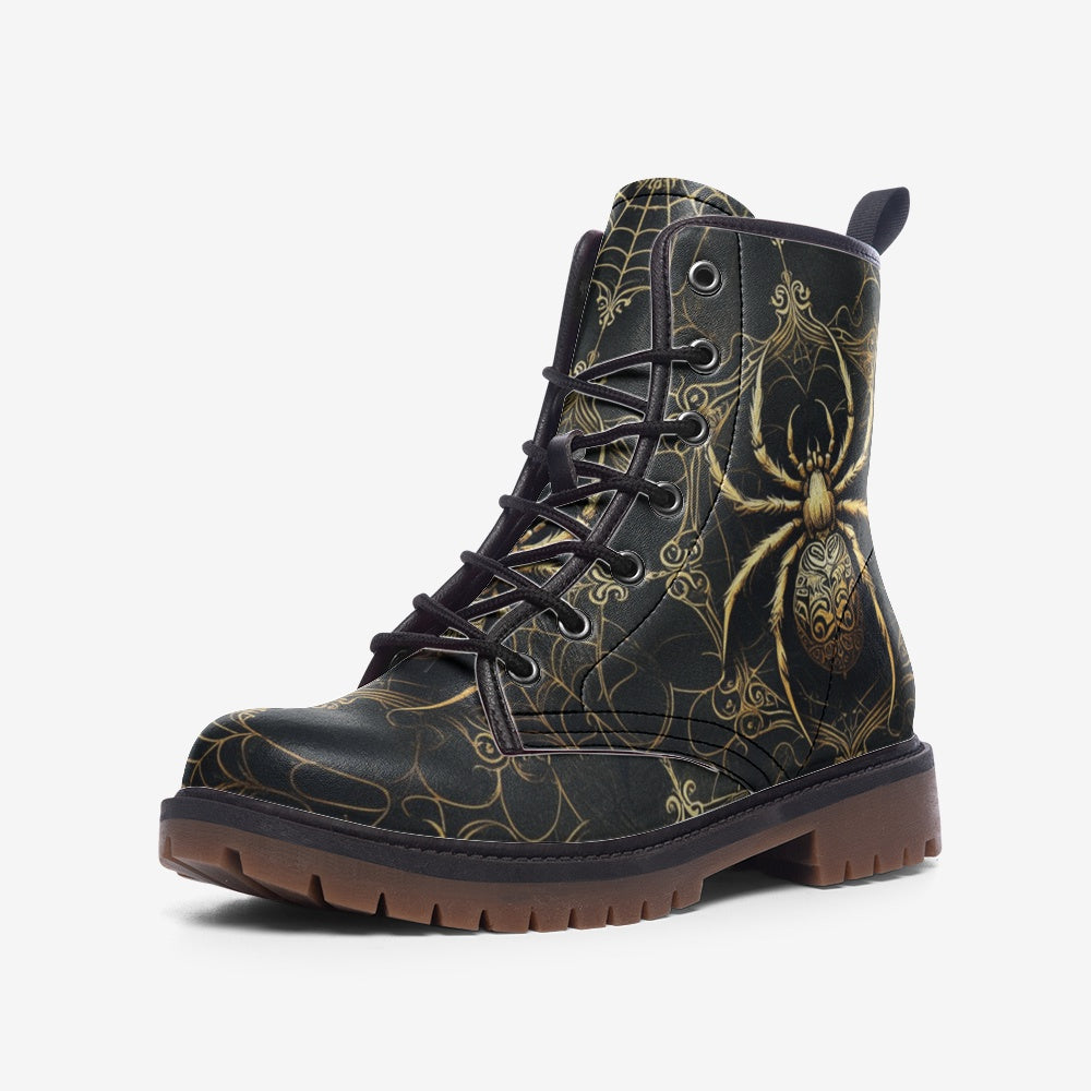 Ornate Spiders and Webs Combat Boots