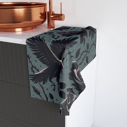 Rose Thorns and Raven Hand Towel