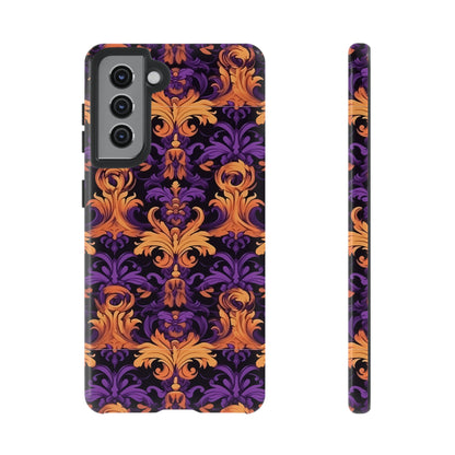 Purple and Orange Damask Tough Case for iPhone Samsung Google Phone