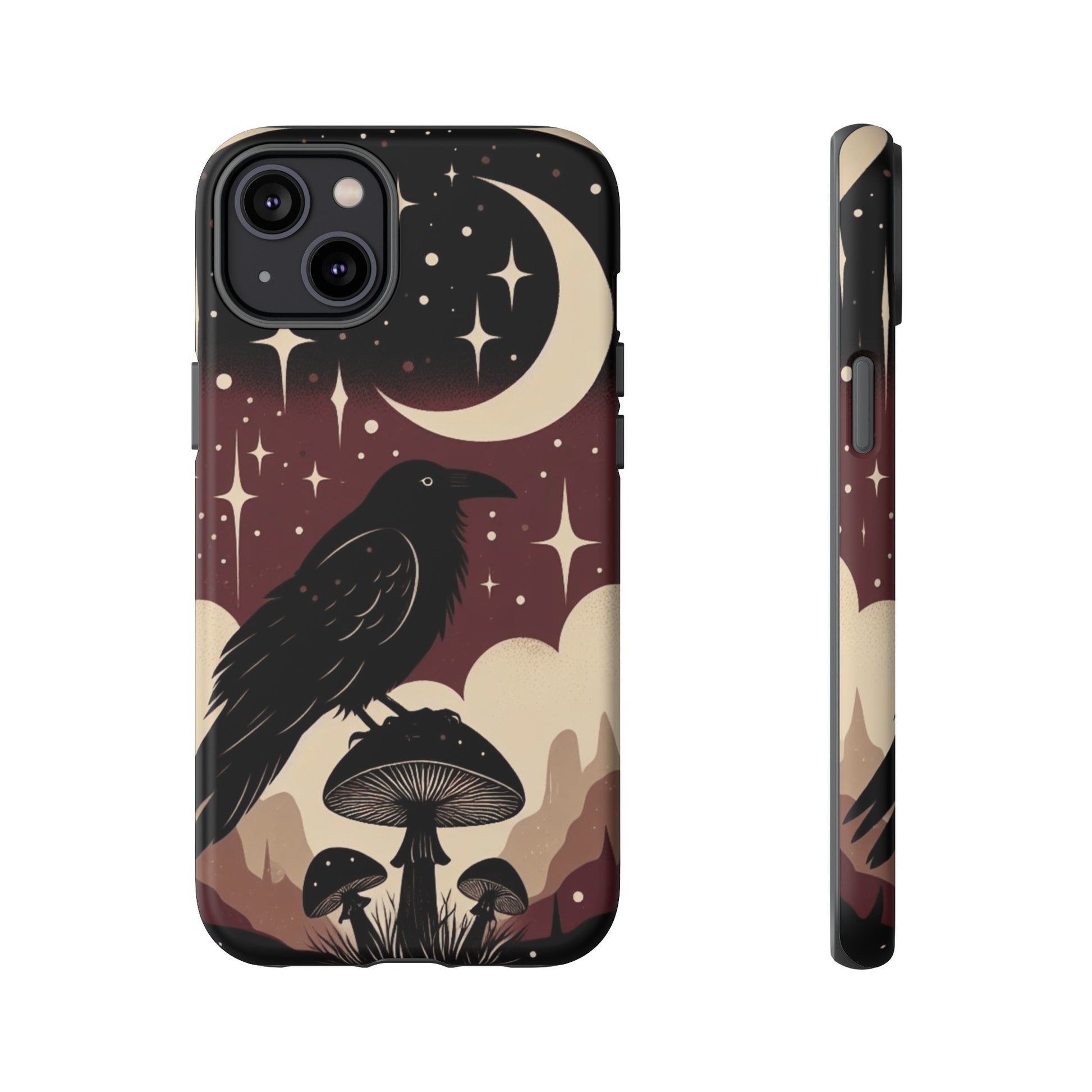 Raven On Mushroom Tough Phone Case For iPhone Samsung GooglePhone CaseVTZdesignsiPhone 14 PlusMatteAccessoriescottage corecottagecore