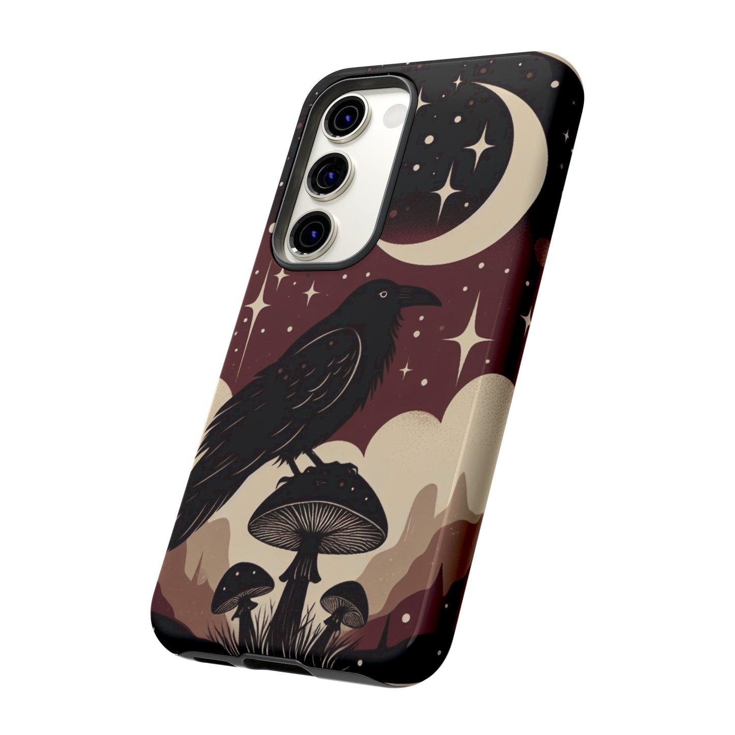 Raven On Mushroom Tough Phone Case For iPhone Samsung Google