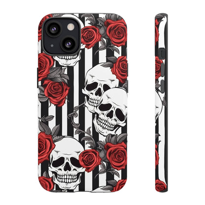 Striped Skulls and Roses Tough Case for iPhone Samsung Google PhonePhone CaseVTZdesignsiPhone 13MatteAccessoriesGlossygothic