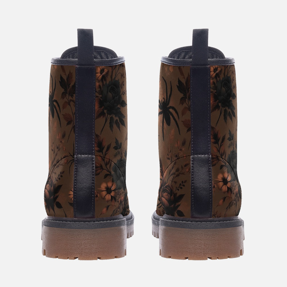 Autumn Florals and Spiders Combat Boots