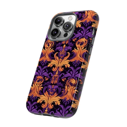 Purple and Orange Damask Tough Case for iPhone Samsung Google Phone