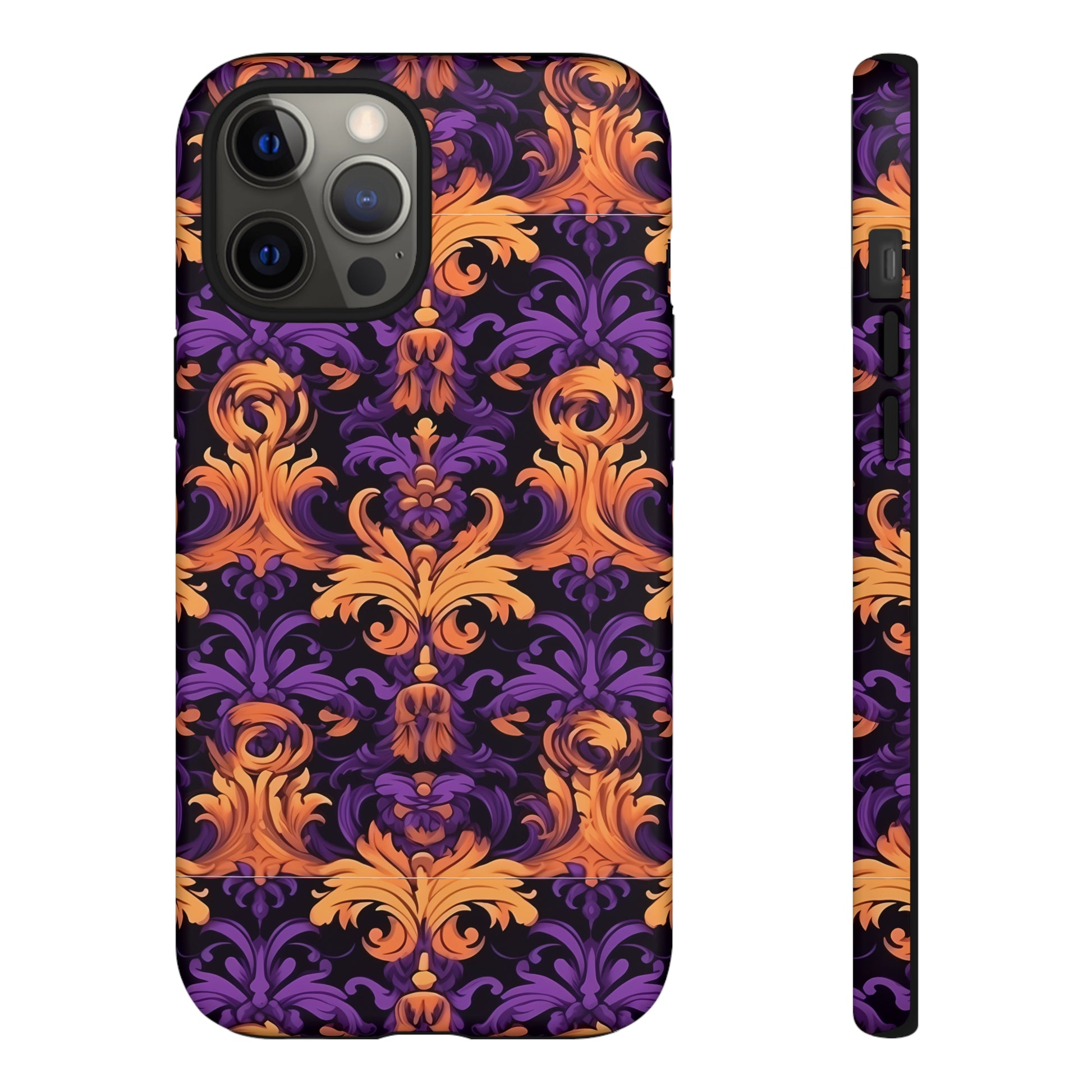 Purple and Orange Damask Tough Case for iPhone Samsung Google PhonePhone CaseVTZdesignsiPhone 12 Pro MaxMatteAccessoriesbaroqueGlossy