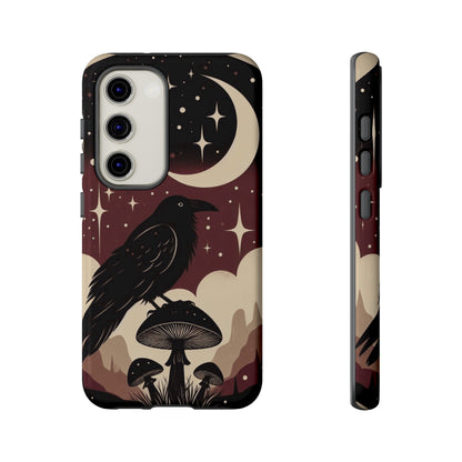 Raven On Mushroom Tough Phone Case For iPhone Samsung GooglePhone CaseVTZdesignsSamsung Galaxy S23GlossyAccessoriescottage corecottagecore