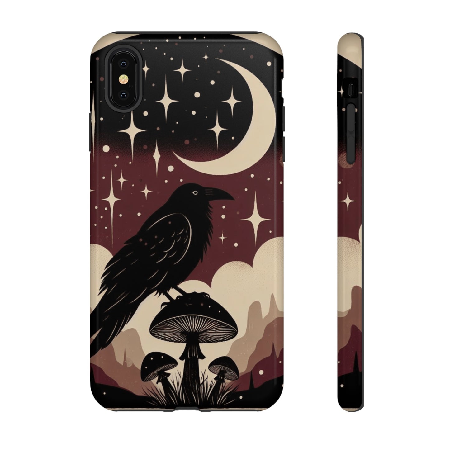 Raven On Mushroom Tough Phone Case For iPhone Samsung GooglePhone CaseVTZdesignsiPhone XS MAXGlossyAccessoriescottage corecottagecore