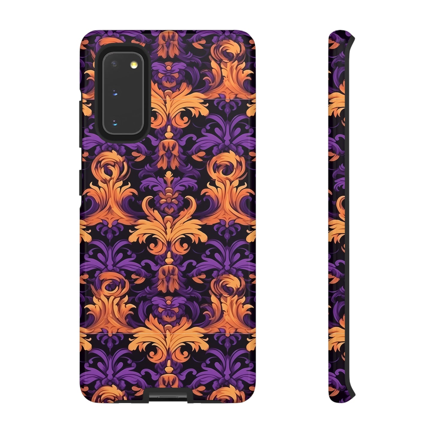 Purple and Orange Damask Tough Case for iPhone Samsung Google Phone