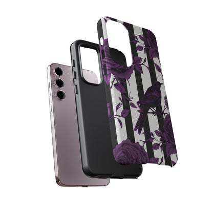 Striped Crows and Roses Tough Cases for iPhone Samsung Google Phones