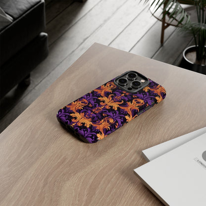 Purple and Orange Damask Tough Case for iPhone Samsung Google Phone