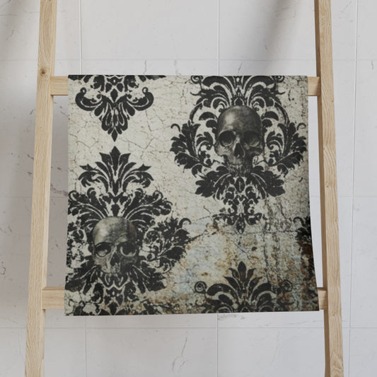 Vintage Damask and Skulls Hand Towel