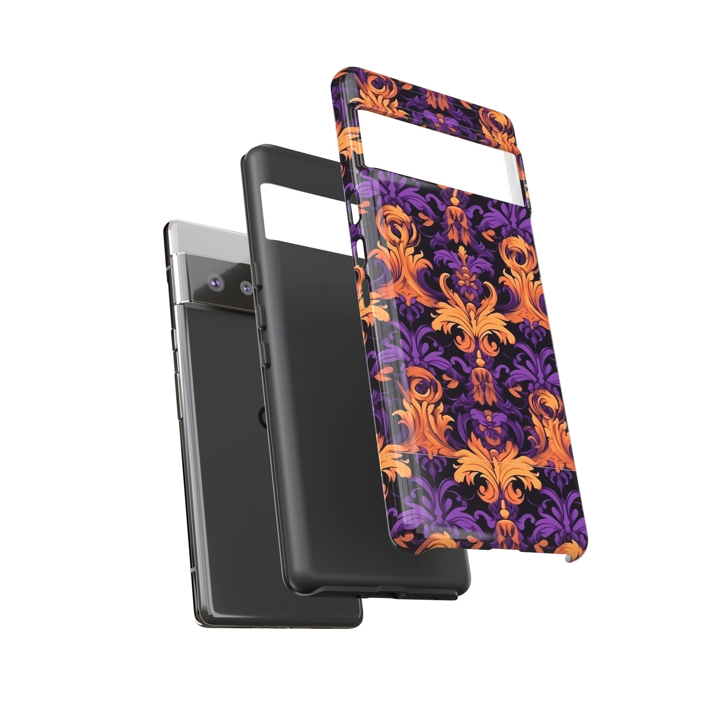 Purple and Orange Damask Tough Case for iPhone Samsung Google Phone