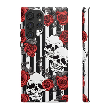 Striped Skulls and Roses Tough Case for iPhone Samsung Google PhonePhone CaseVTZdesignsSamsung Galaxy S22 UltraMatteAccessoriesGlossygothic