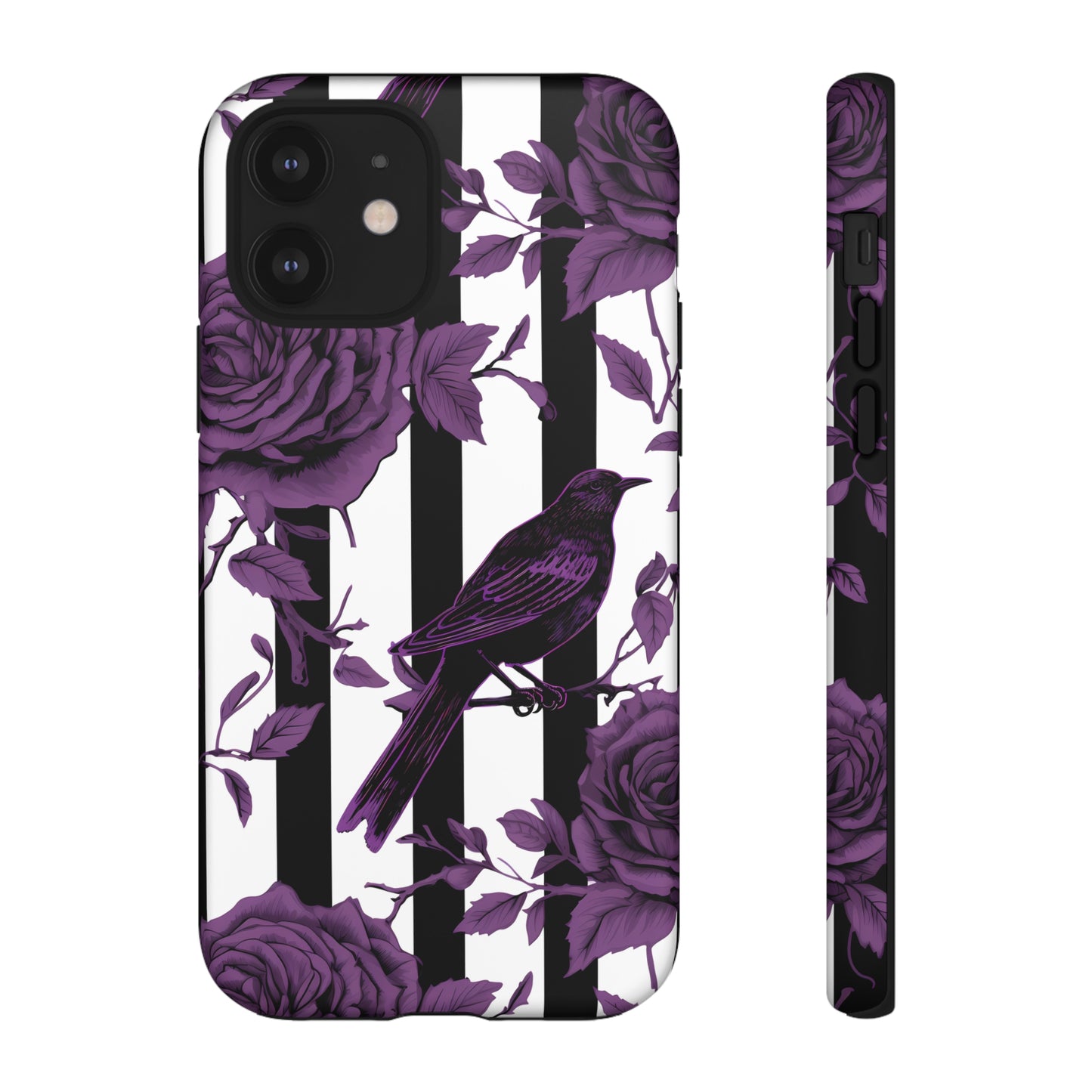 Striped Crows and Roses Tough Cases for iPhone Samsung Google PhonesPhone CaseVTZdesignsiPhone 12MatteAccessoriescrowsGlossy
