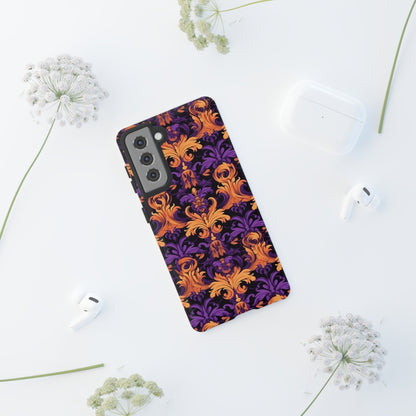 Purple and Orange Damask Tough Case for iPhone Samsung Google Phone