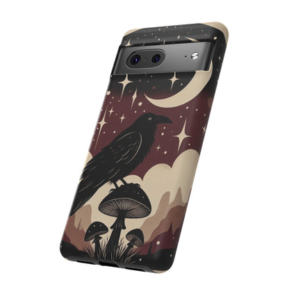 Raven On Mushroom Tough Phone Case For iPhone Samsung Google