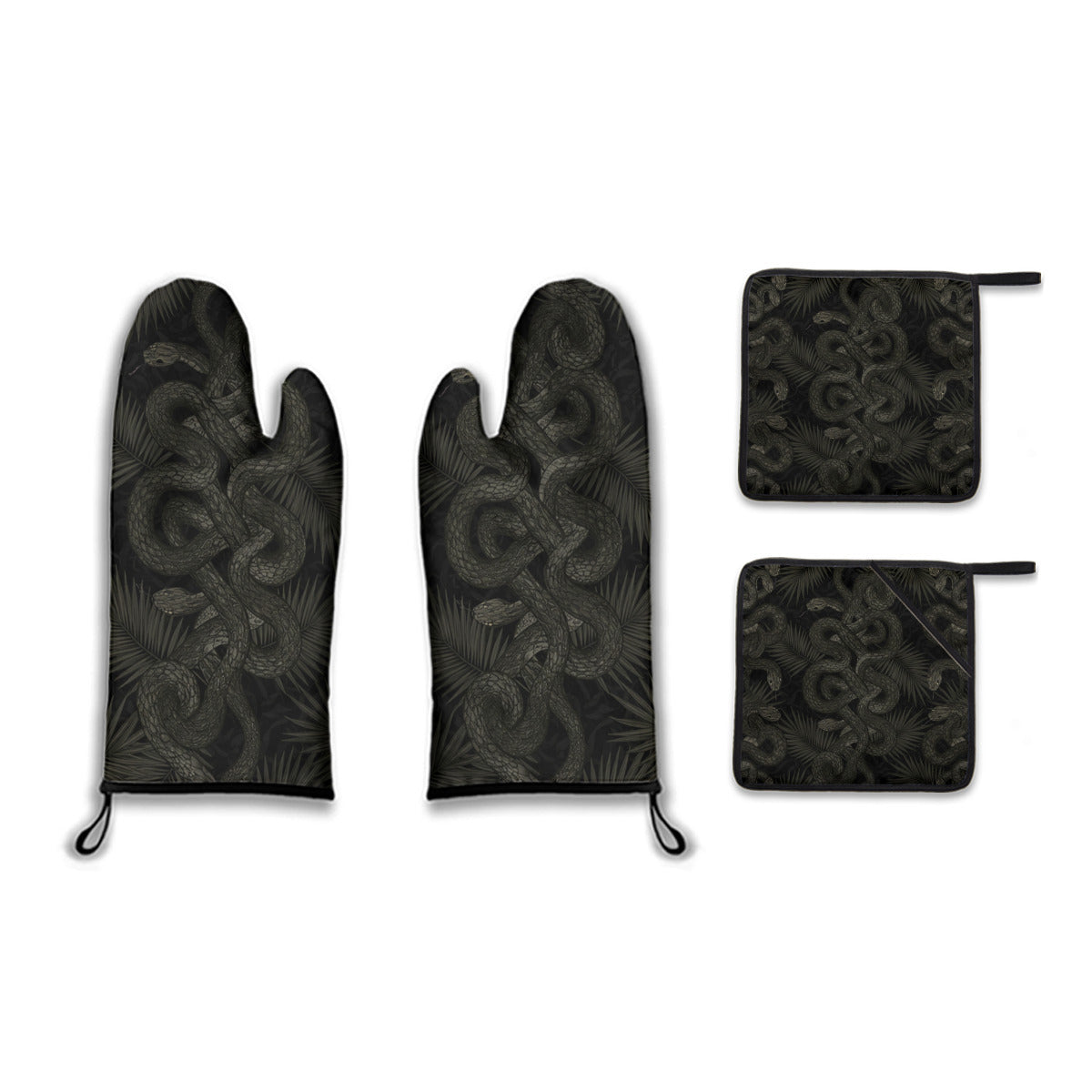 Tangled Snakes and Palm Leaves Oven Mitt and Pot Holder Set